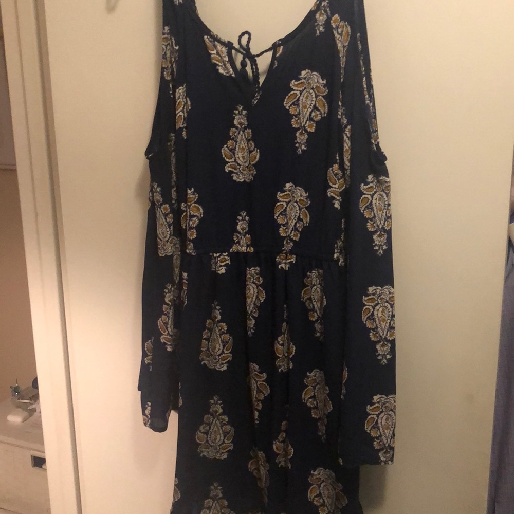 Open Shoulder Navy Dress
